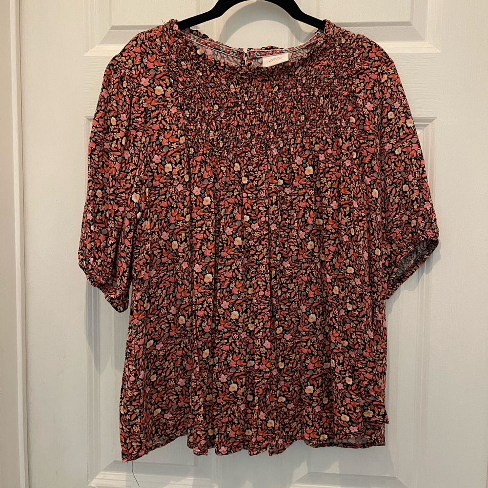 Knox Rose, floral, print, short sleeve blouse, size XL